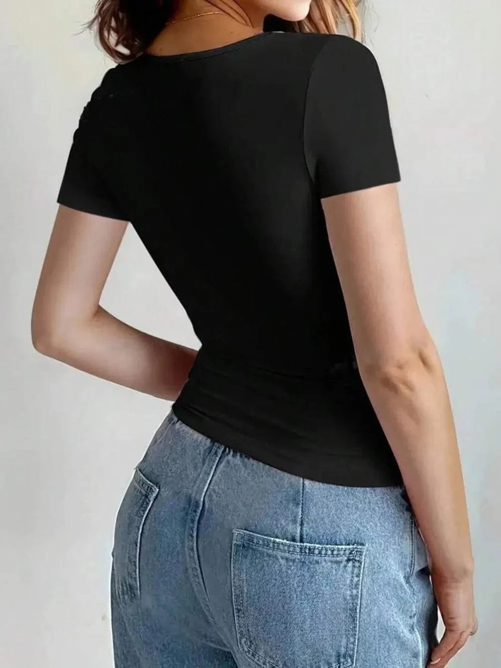 Round Neck Short Sleeve T-Shirt Tops and T-Shirts
