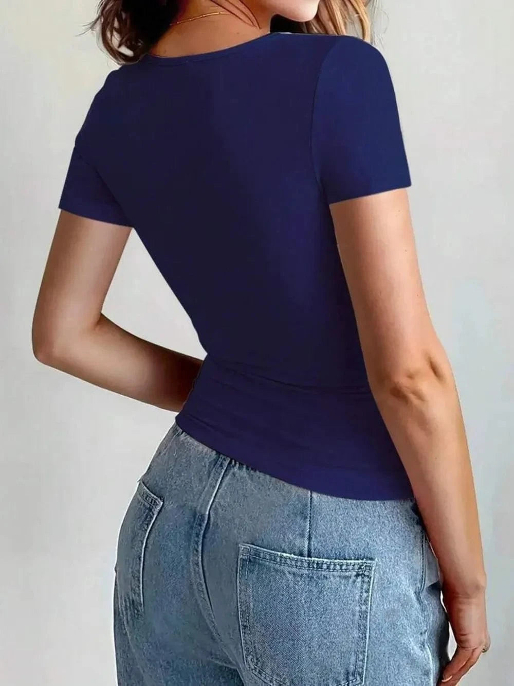 Round Neck Short Sleeve T-Shirt Tops and T-Shirts