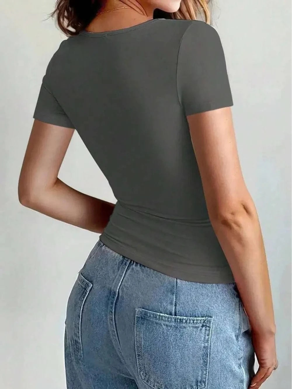 Round Neck Short Sleeve T-Shirt Tops and T-Shirts