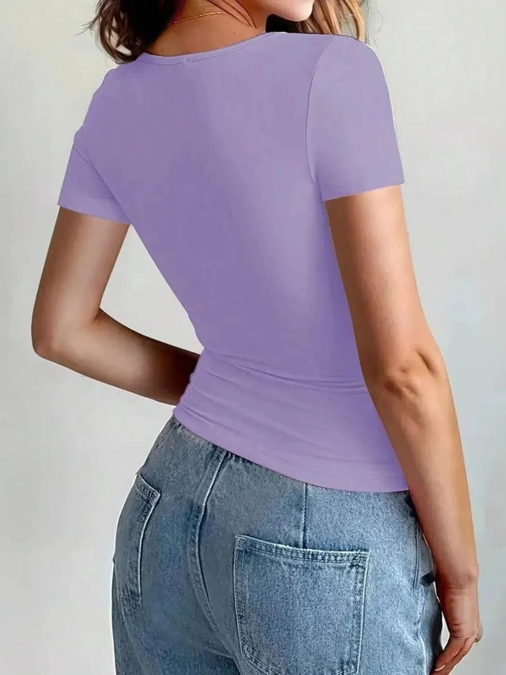 Round Neck Short Sleeve T-Shirt Tops and T-Shirts