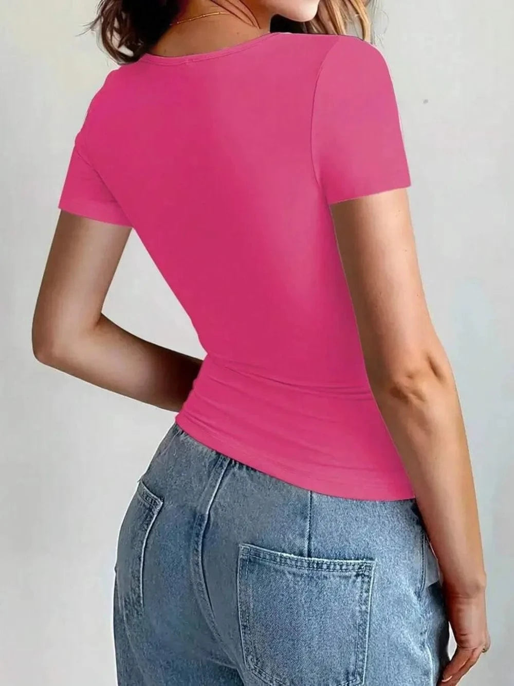 Round Neck Short Sleeve T-Shirt Tops and T-Shirts