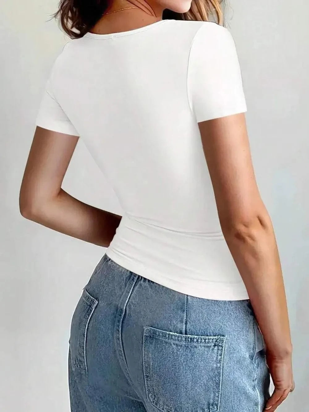 Round Neck Short Sleeve T-Shirt Tops and T-Shirts