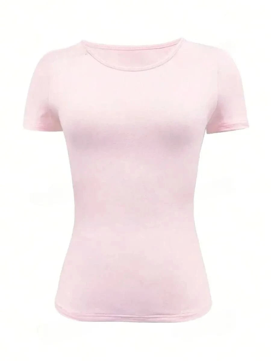 Round Neck Short Sleeve T-Shirt Tops and T-Shirts