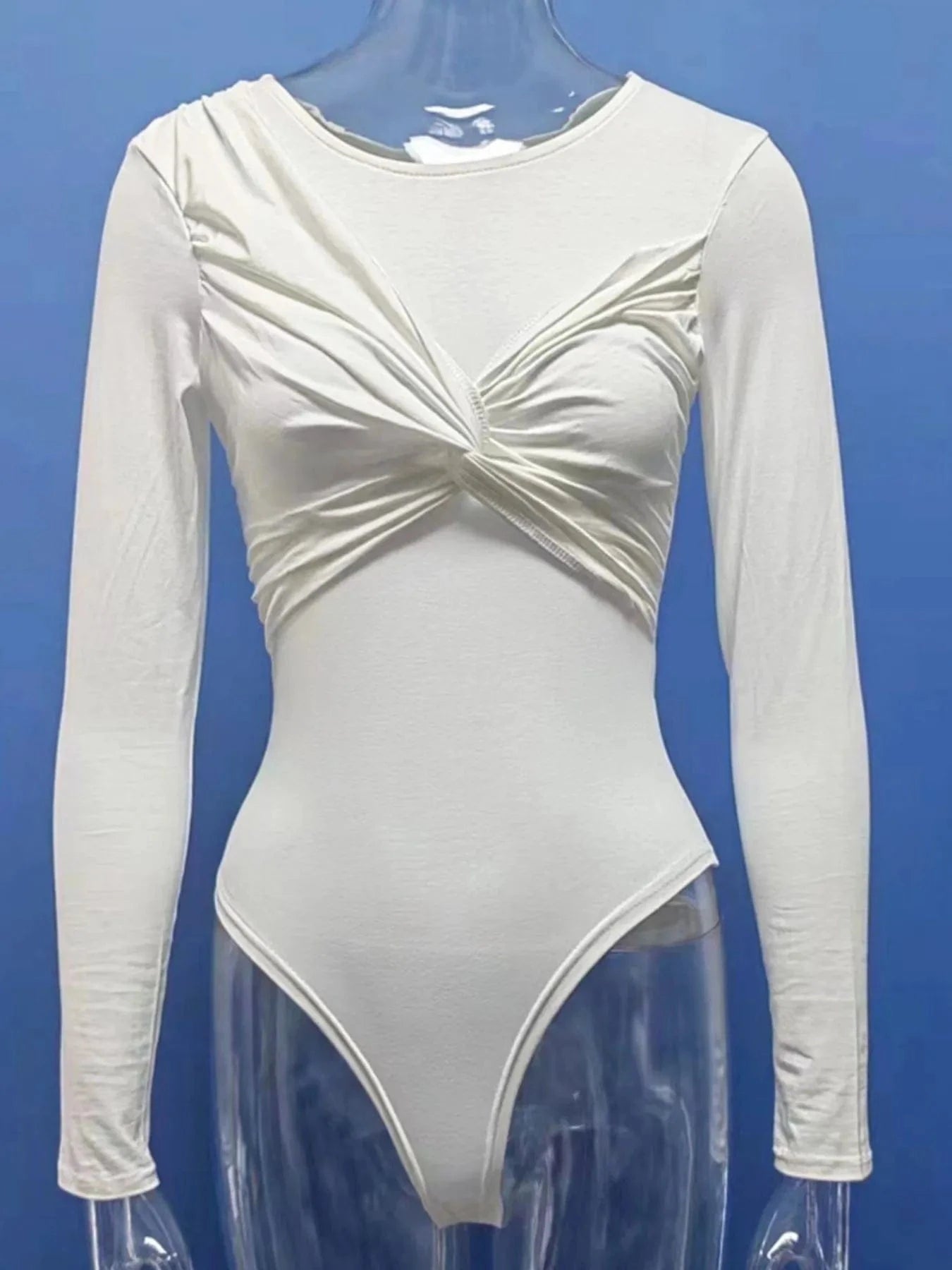 Twist Front Long Sleeve Bodysuit Tops and T-Shirts