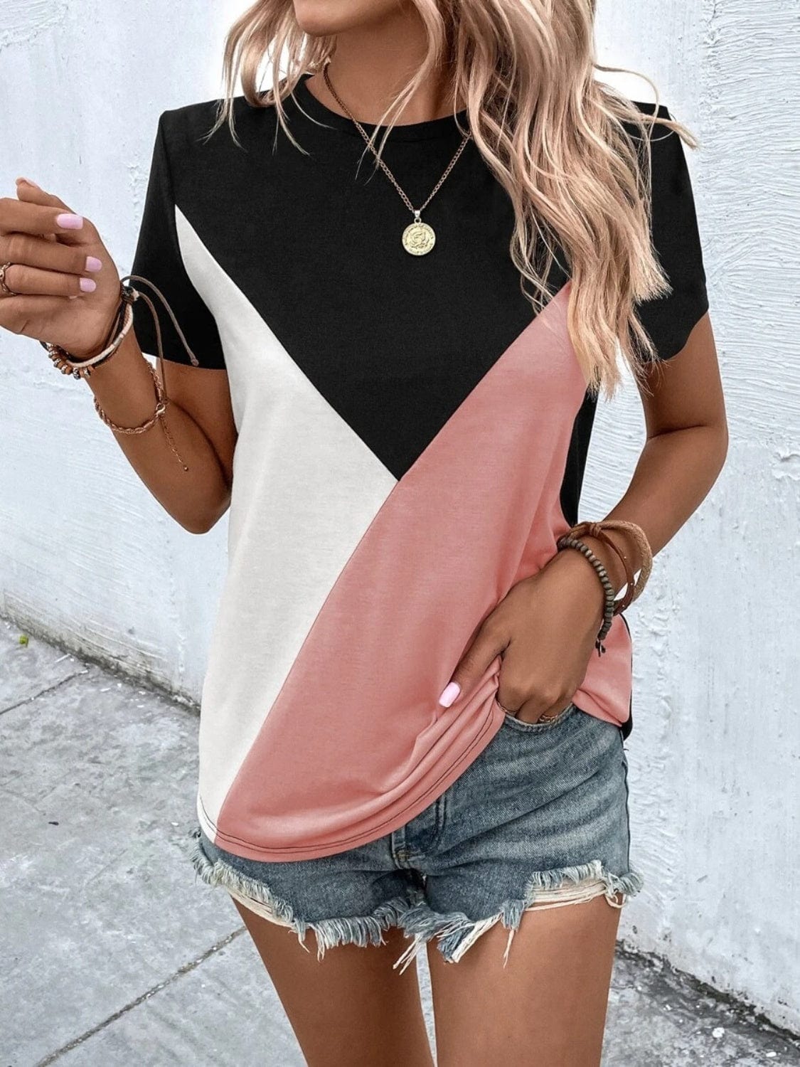 Color Block T-Shirt tops