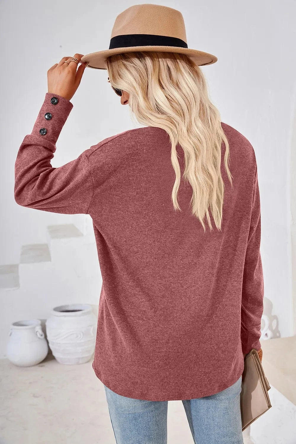 V-Neck Dropped Shoulder T-Shirt tops