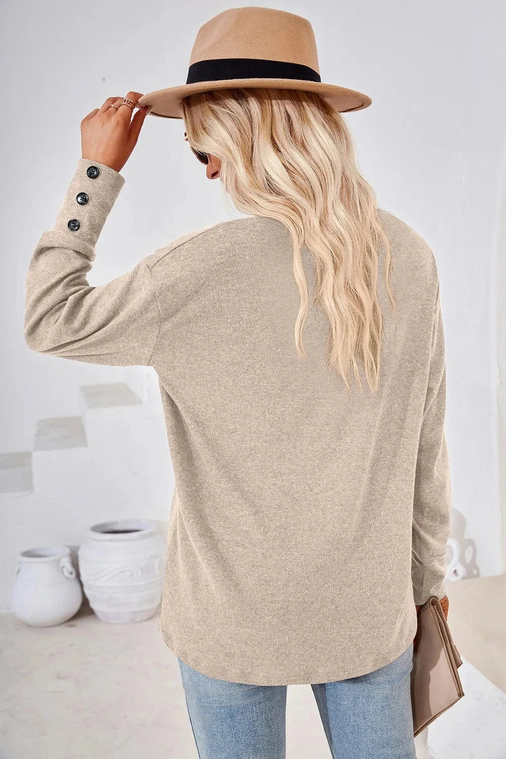 V-Neck Dropped Shoulder T-Shirt tops