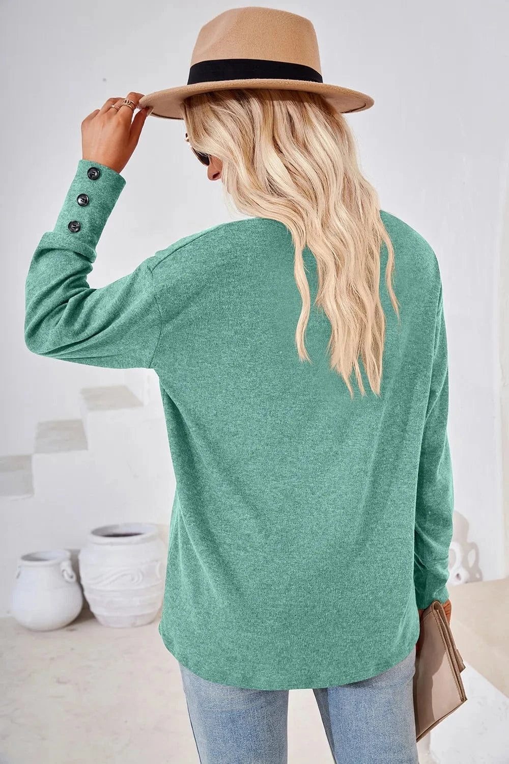 V-Neck Dropped Shoulder T-Shirt tops