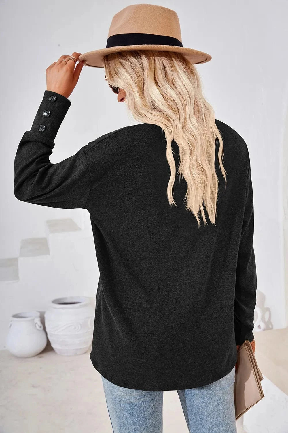 V-Neck Dropped Shoulder T-Shirt tops