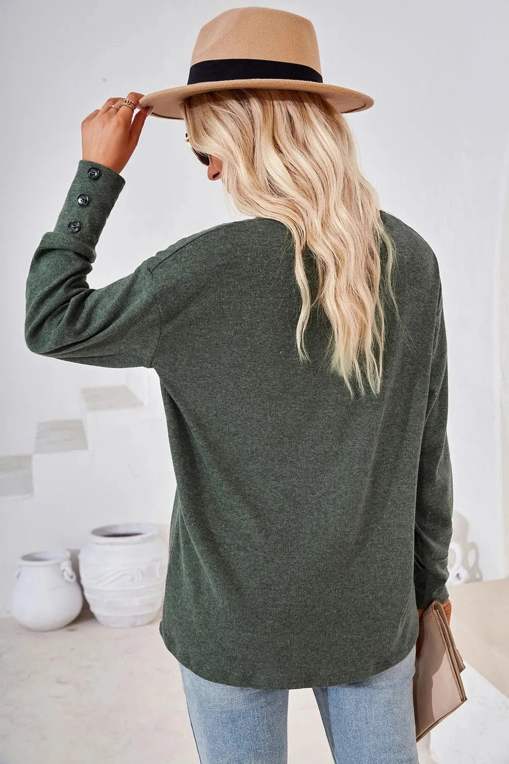 V-Neck Dropped Shoulder T-Shirt tops