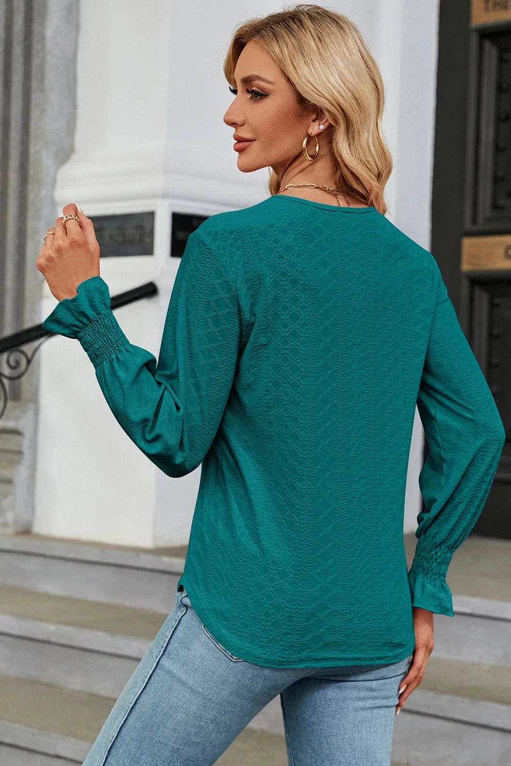 V-Neck Flounce Sleeve T-Shirt tops