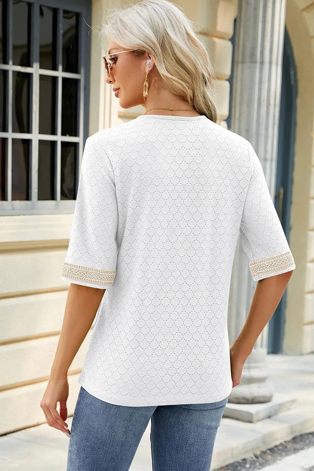 V-Neck Half Sleeve T-Shirt tops