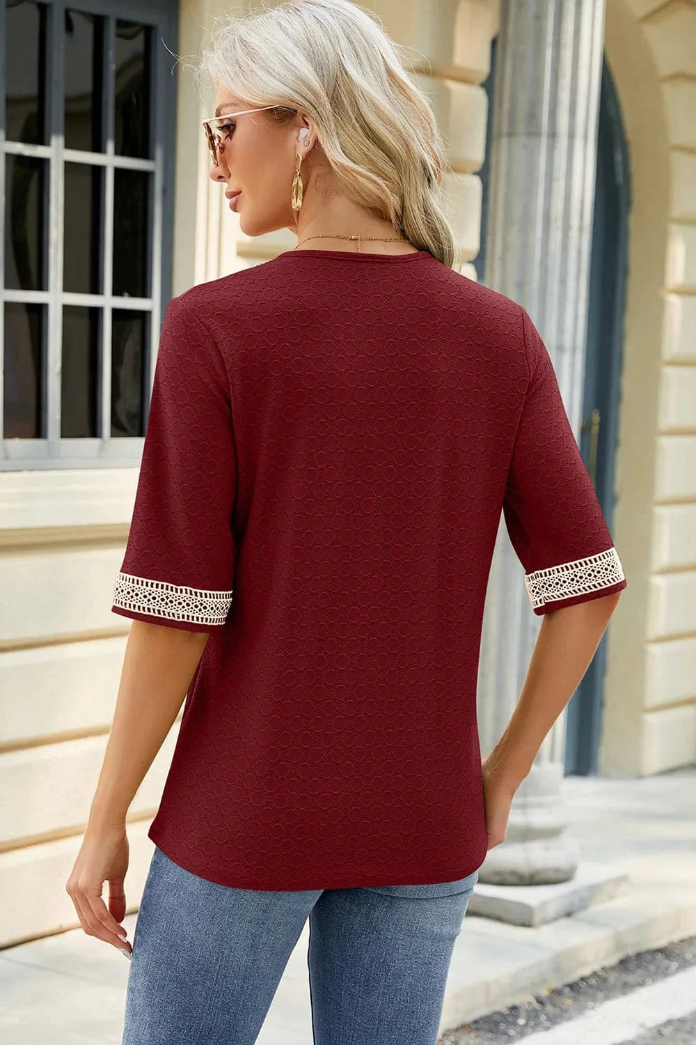 V-Neck Half Sleeve T-Shirt tops