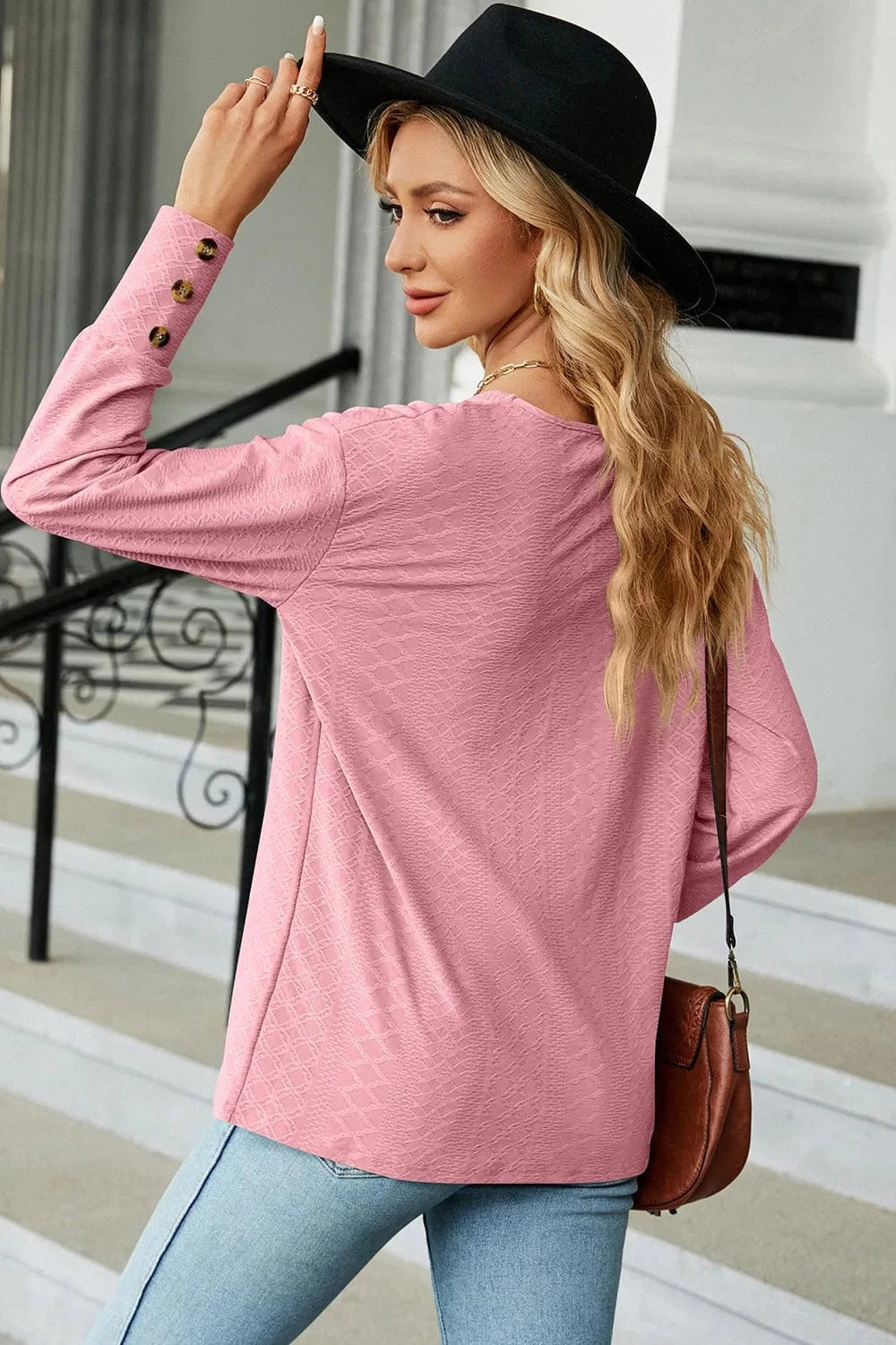 V-Neck Lantern Sleeve T-Shirt tops