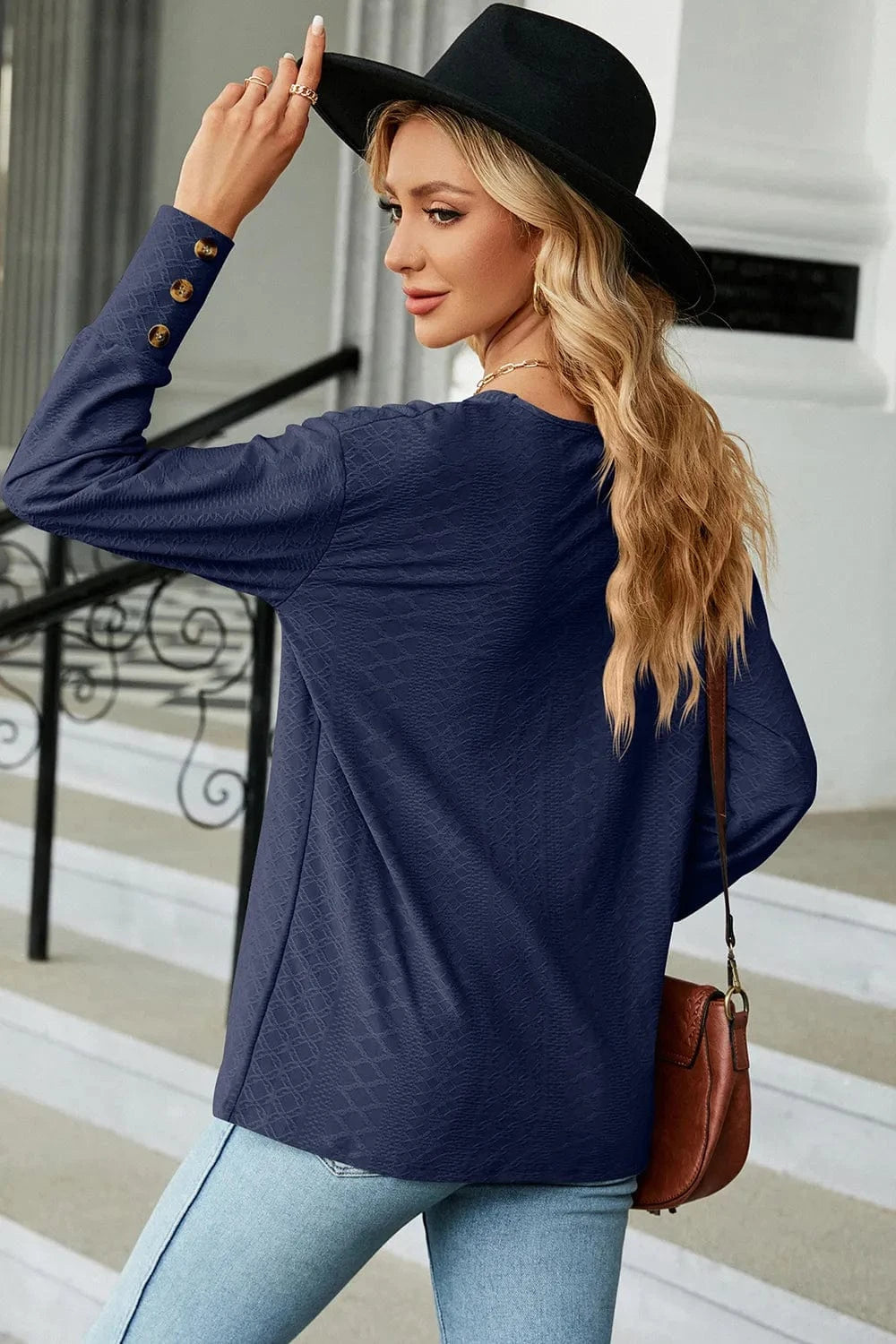 V-Neck Lantern Sleeve T-Shirt tops