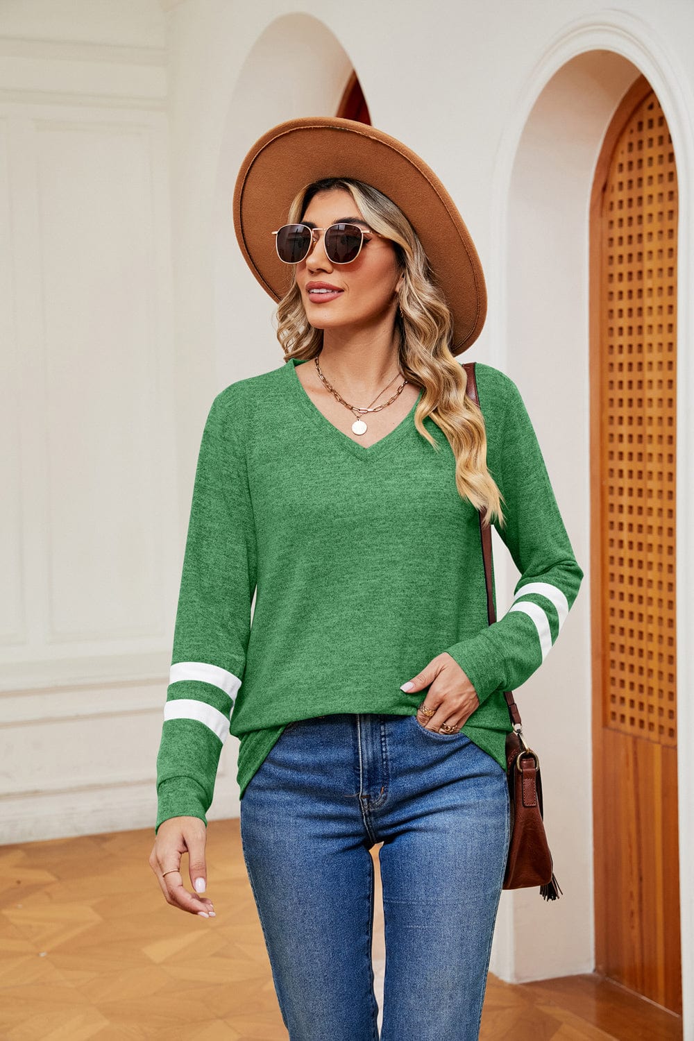 V-Neck Long Sleeve T-Shirt tops