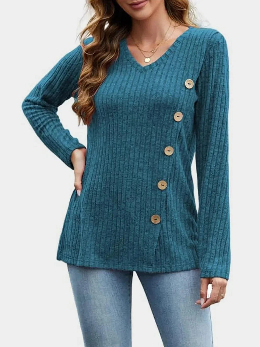 V-Neck Long Sleeve T-Shirt tops