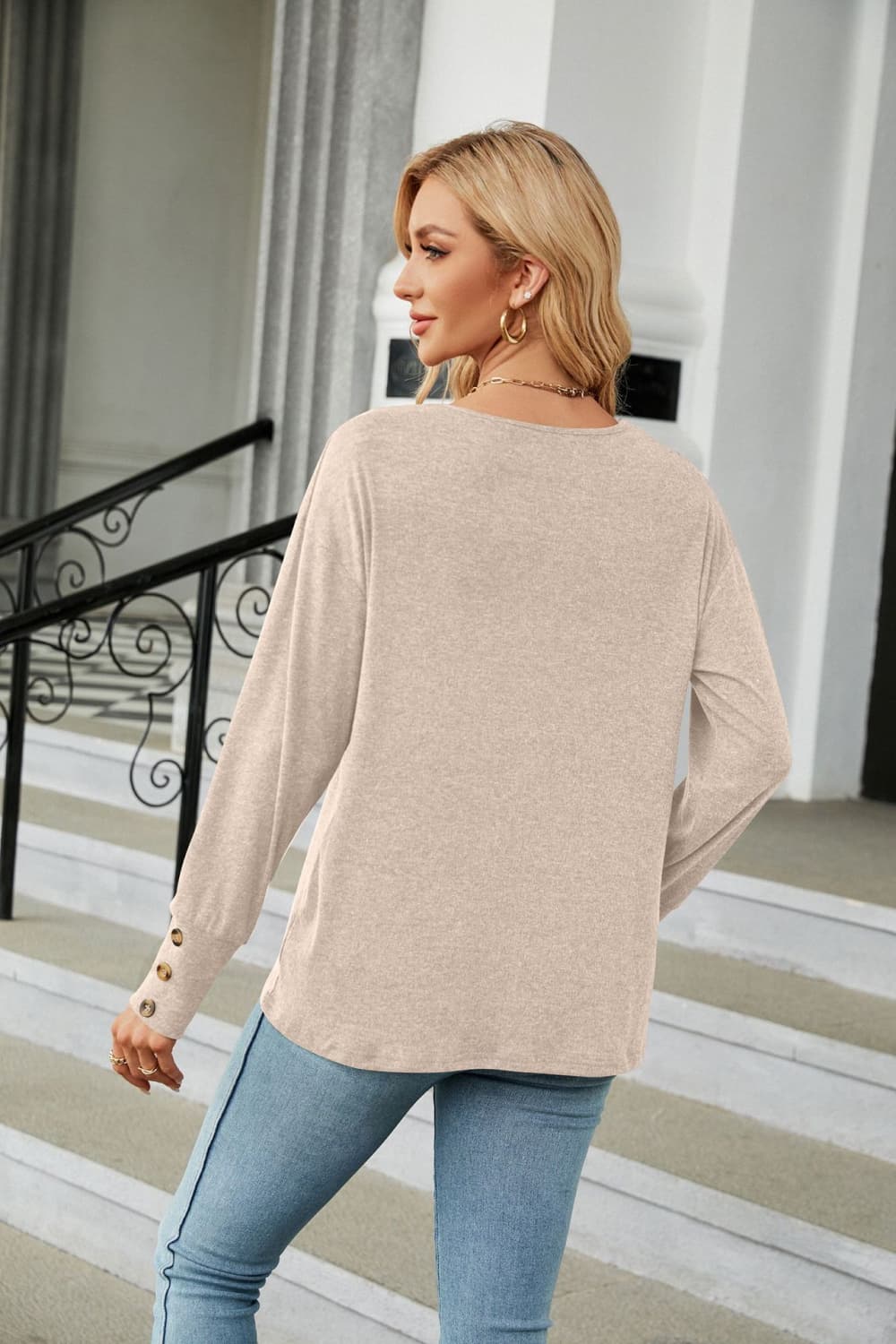 V-Neck Long Sleeve T-Shirt tops