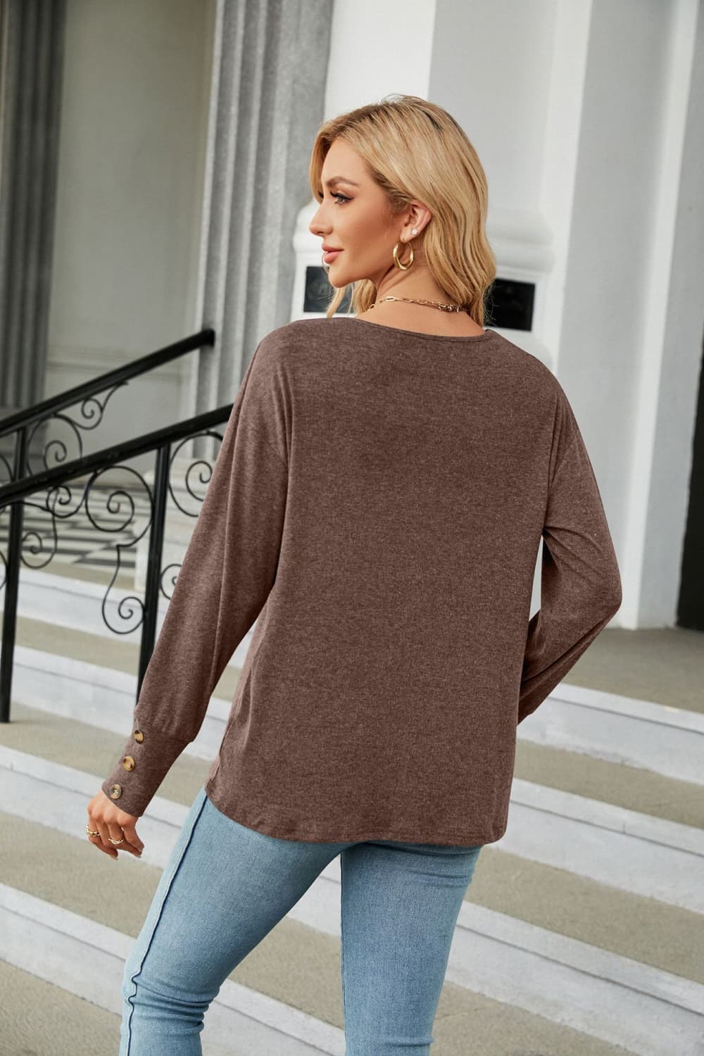 V-Neck Long Sleeve T-Shirt tops