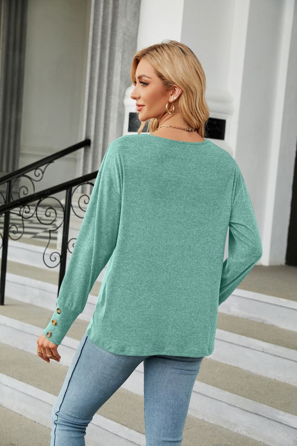 V-Neck Long Sleeve T-Shirt tops