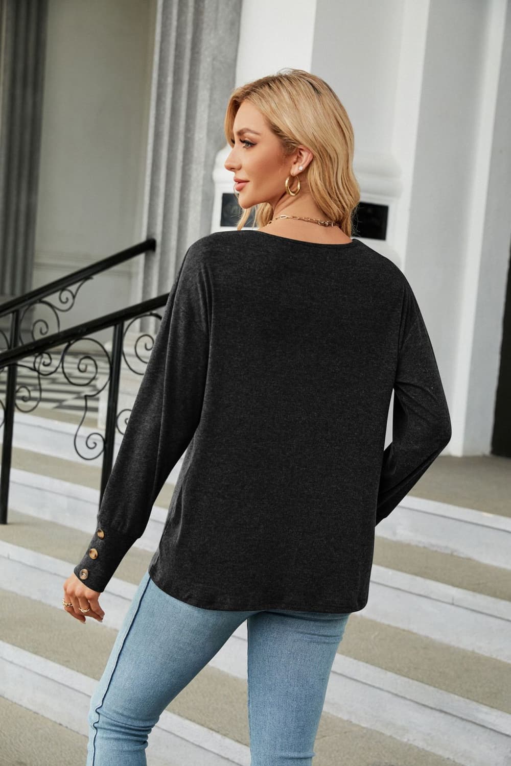 V-Neck Long Sleeve T-Shirt tops