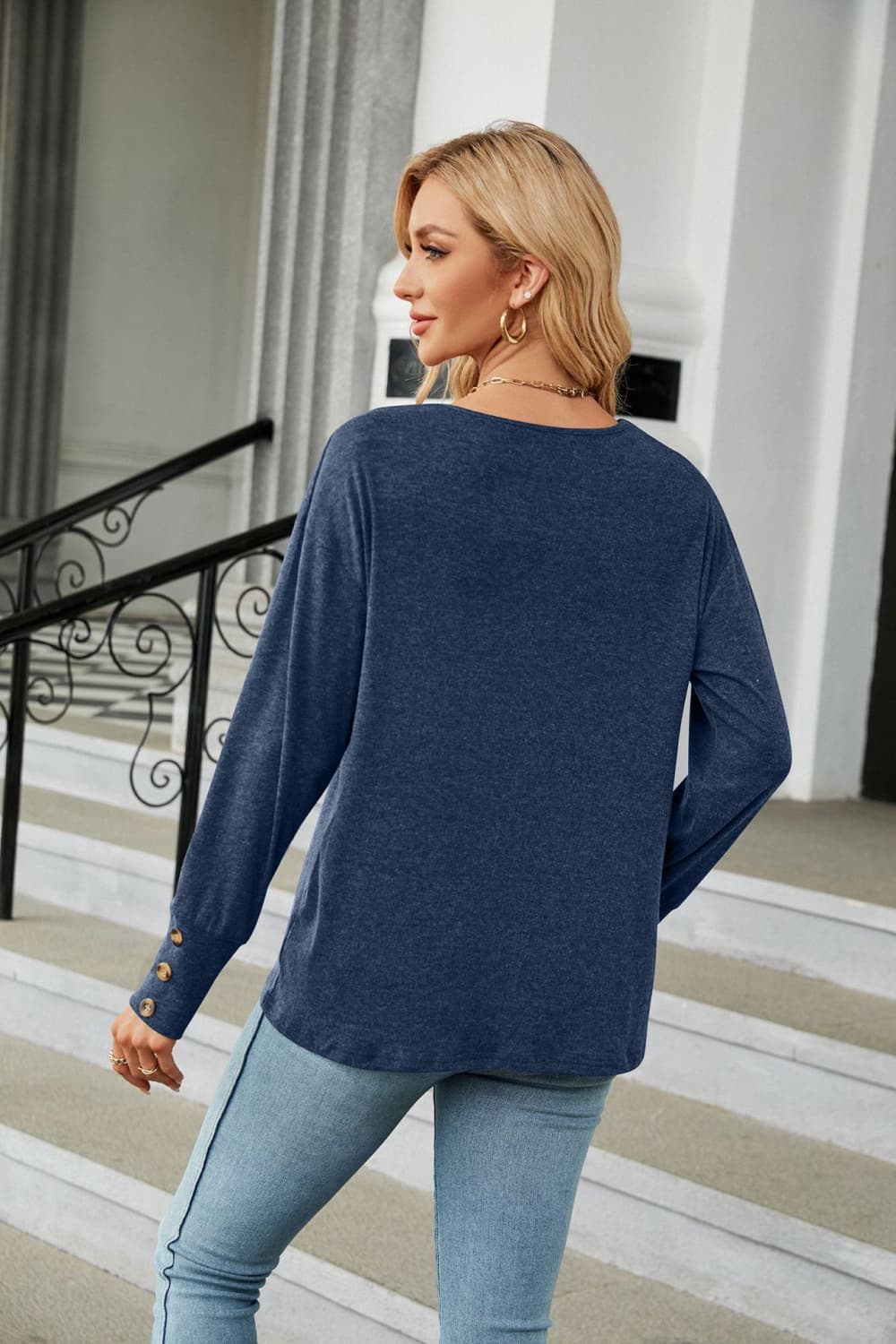 V-Neck Long Sleeve T-Shirt tops