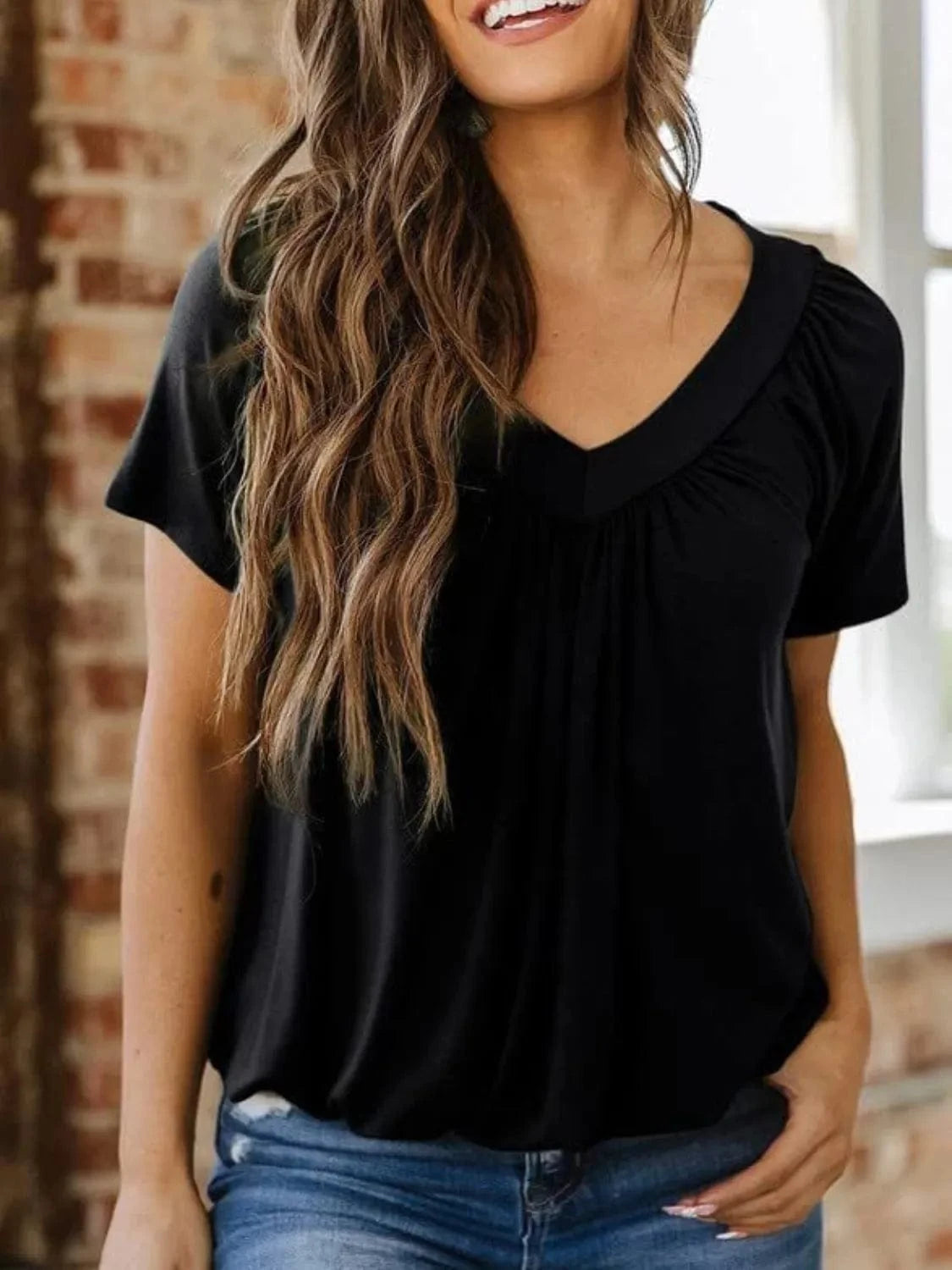 V-Neck Short Sleeve T-Shirt tops