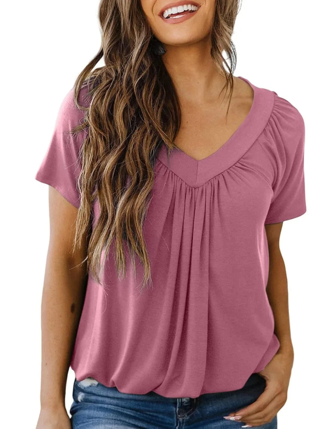 V-Neck Short Sleeve T-Shirt tops