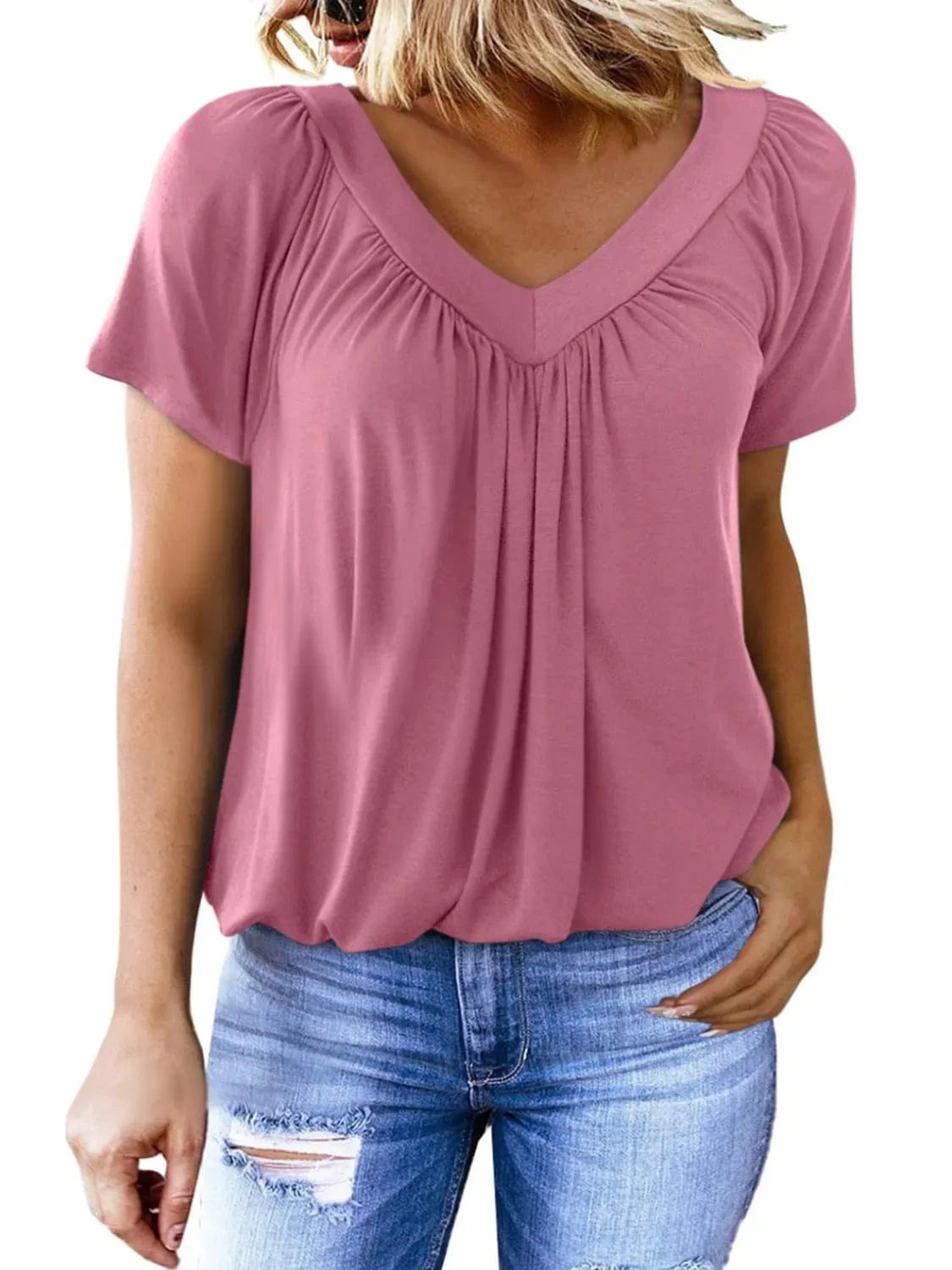 V-Neck Short Sleeve T-Shirt tops