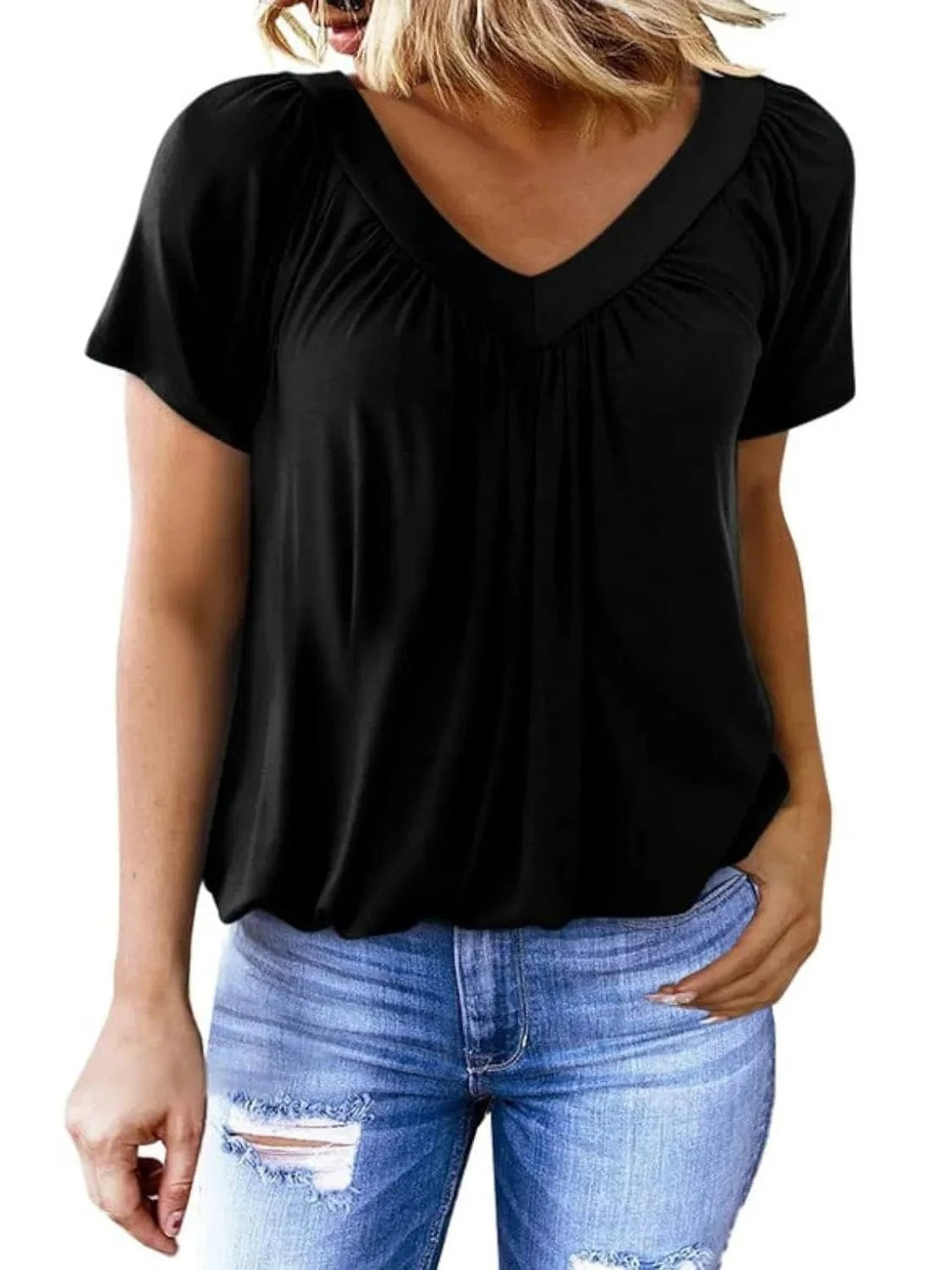 V-Neck Short Sleeve T-Shirt tops