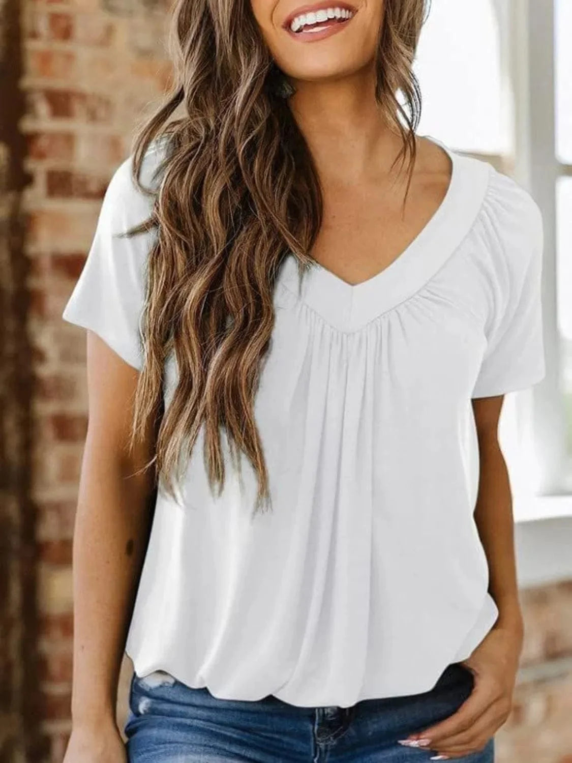 V-Neck Short Sleeve T-Shirt tops