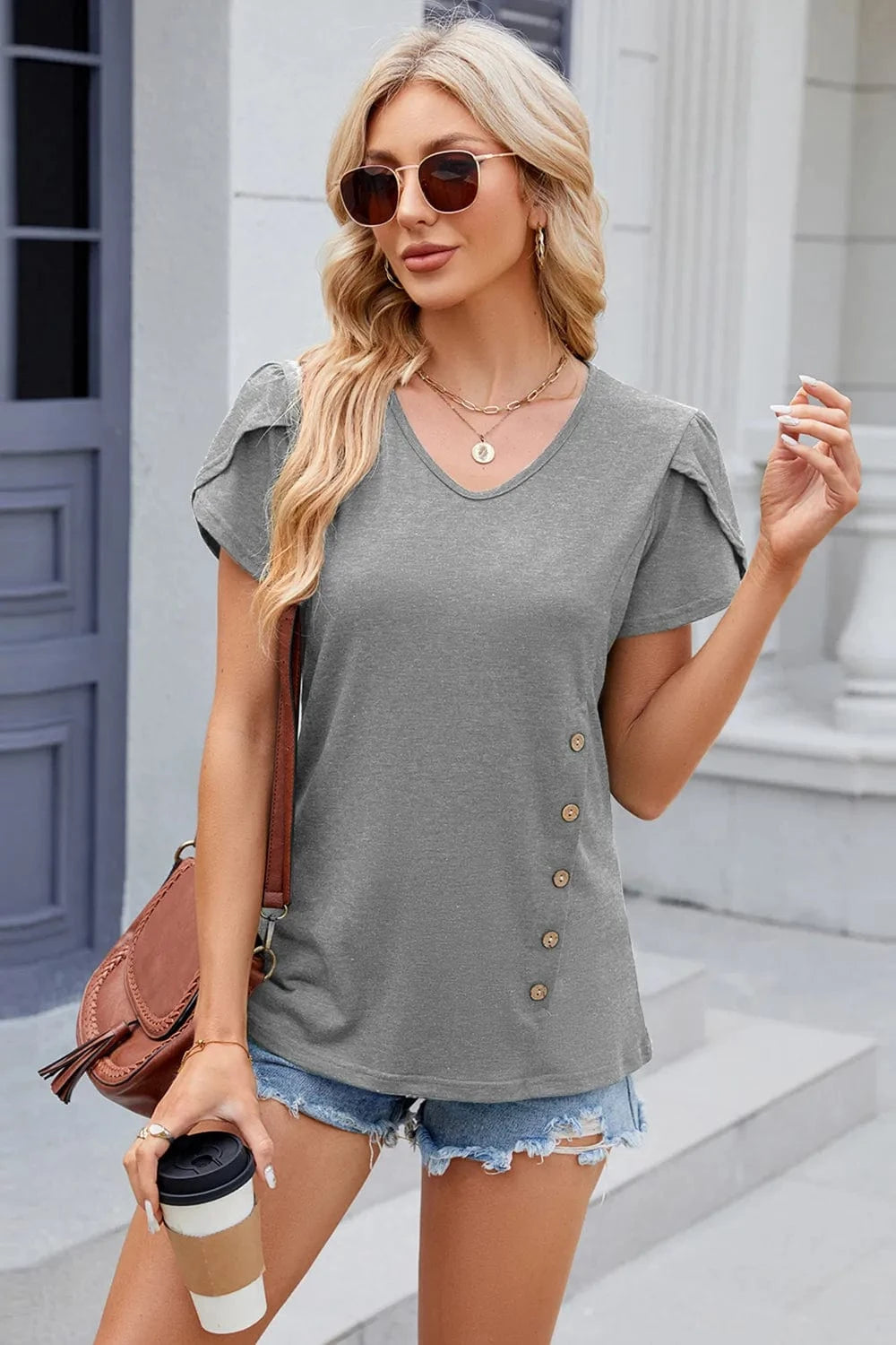 V-Neck Short Sleeve T-Shirt tops