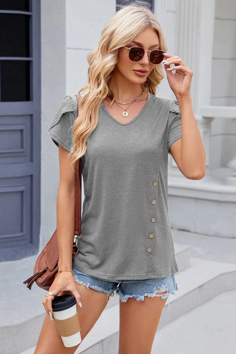 V-Neck Short Sleeve T-Shirt tops