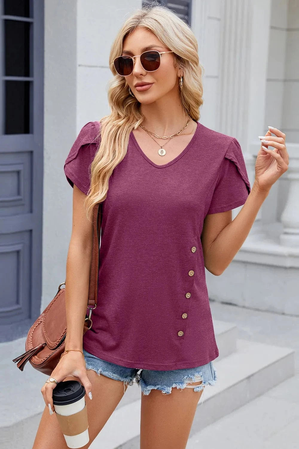 V-Neck Short Sleeve T-Shirt tops
