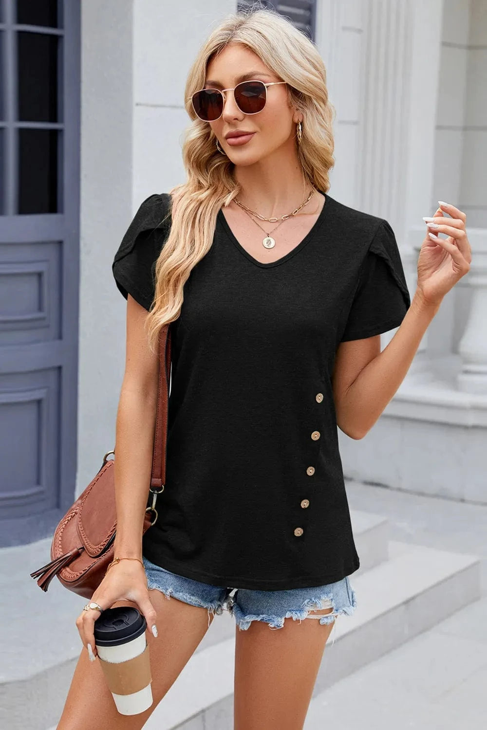 V-Neck Short Sleeve T-Shirt tops