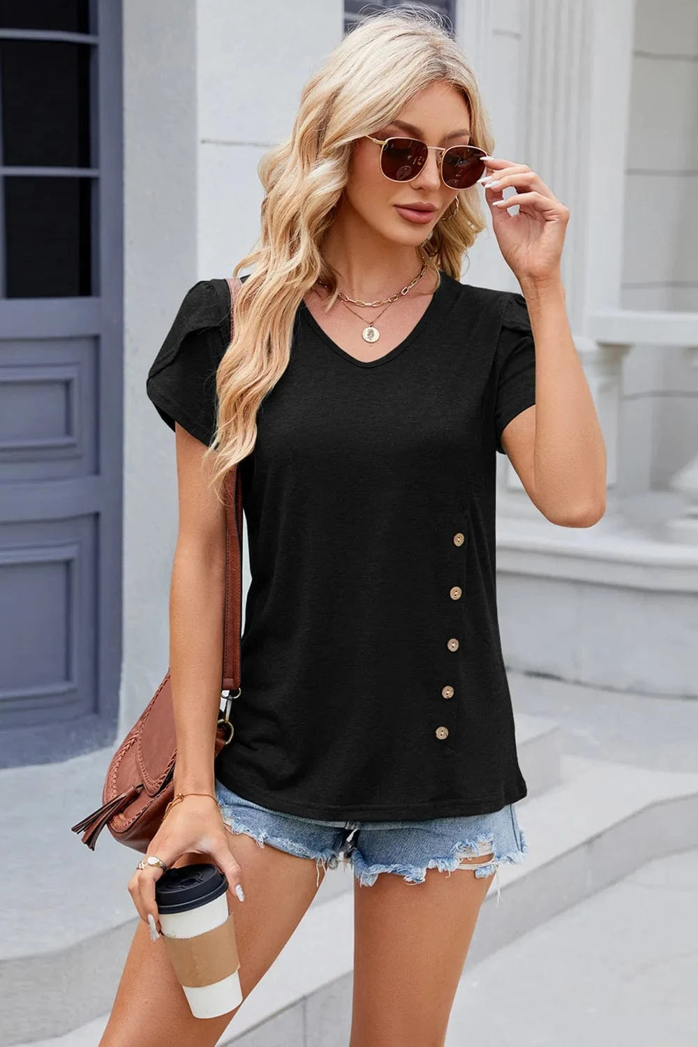 V-Neck Short Sleeve T-Shirt tops