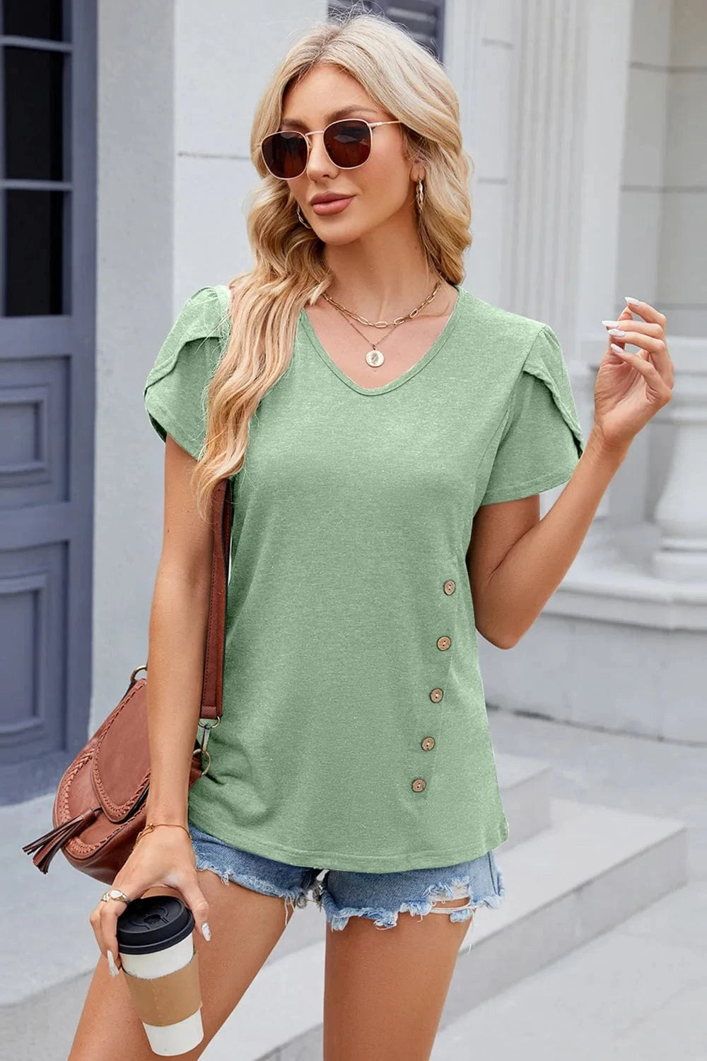 V-Neck Short Sleeve T-Shirt tops