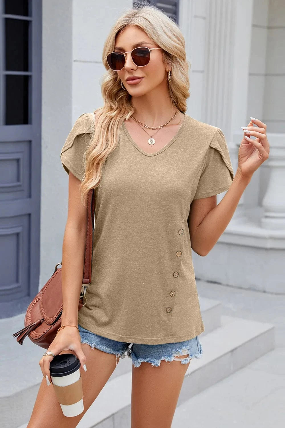 V-Neck Short Sleeve T-Shirt tops