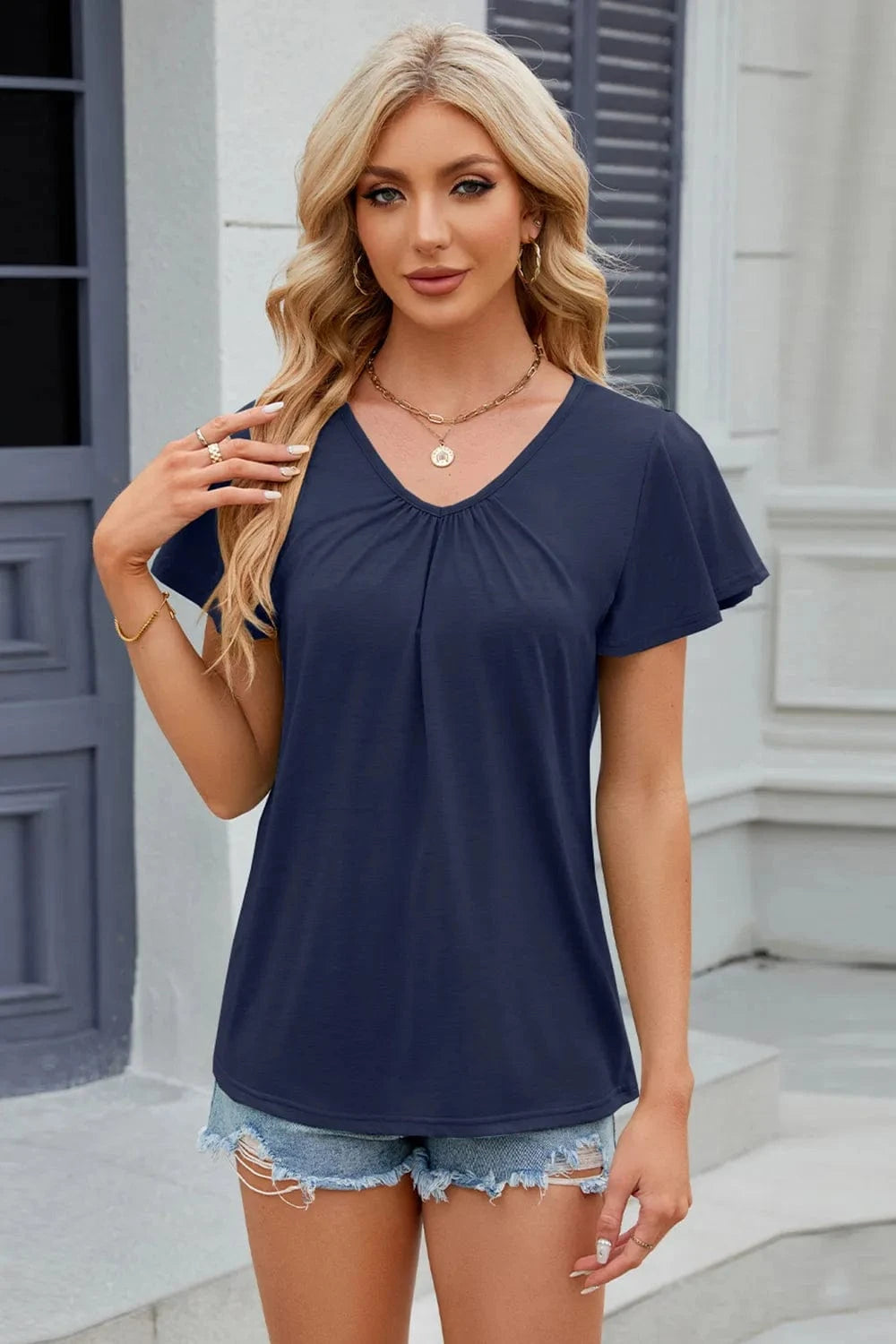 V-Neck Short Sleeve T-Shirt tops