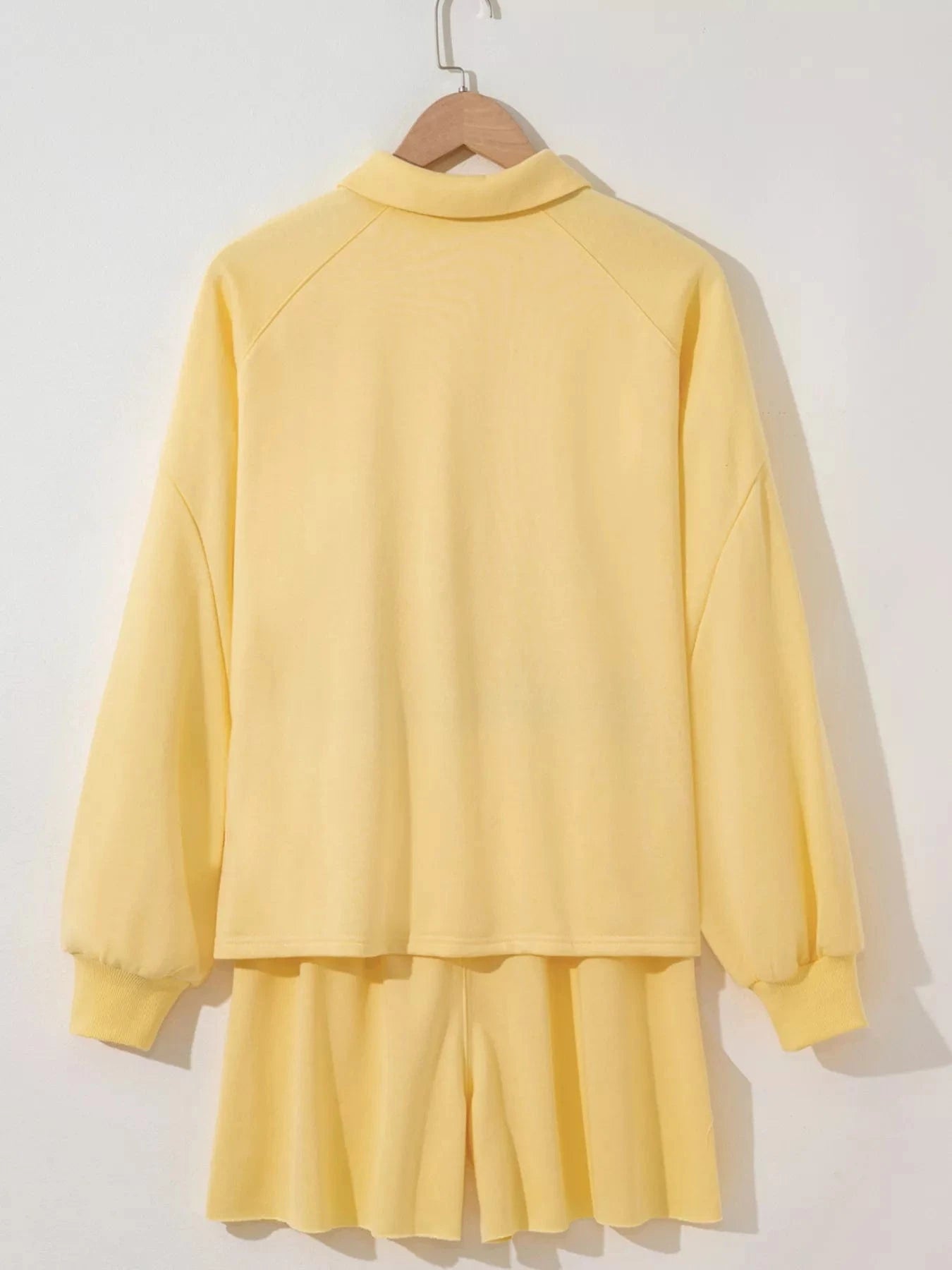 Button Collar Drop Shoulder Top and Shorts 2pcs Set Two-Piece sets