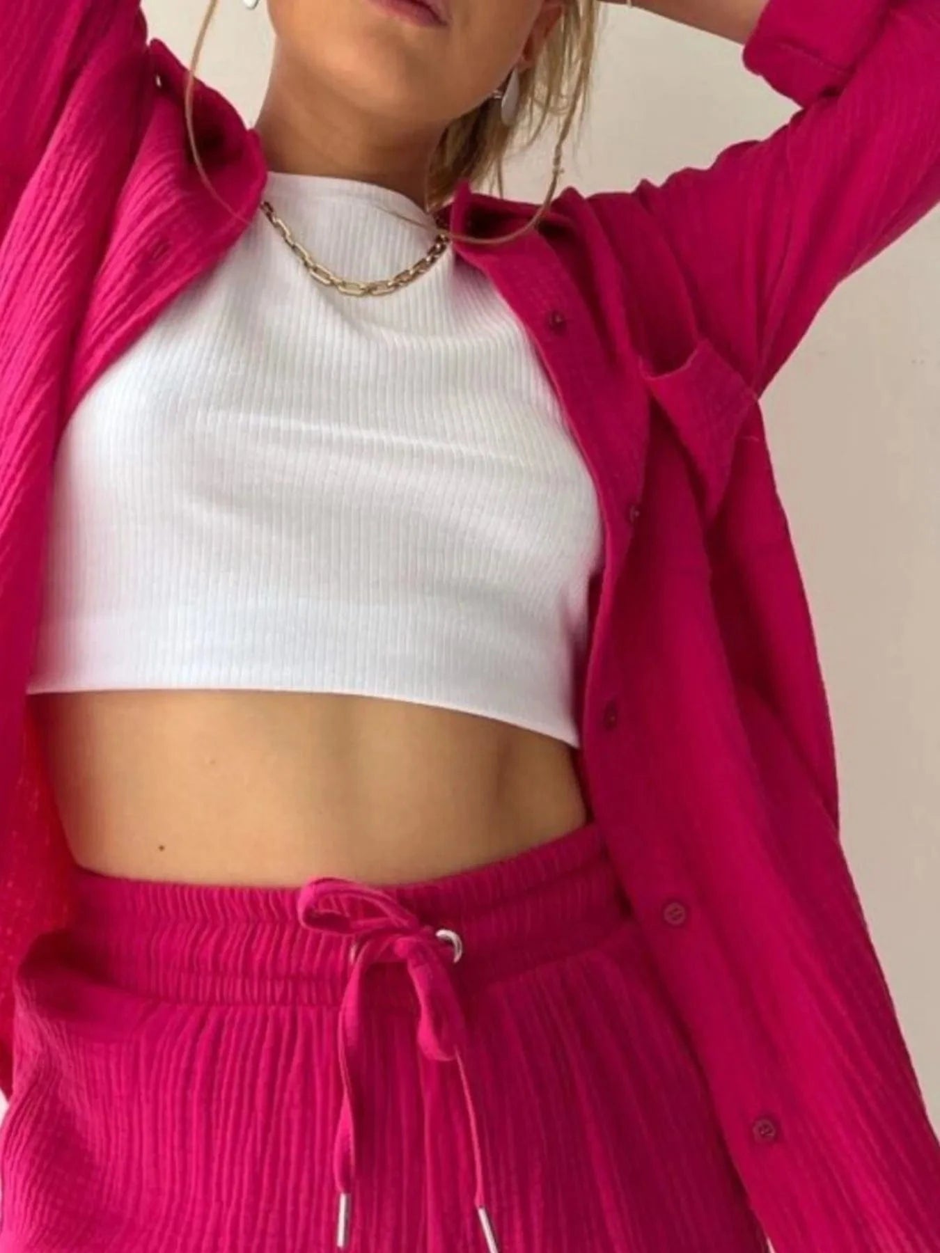 Button Up Shirt and Shorts Set Two-Piece sets