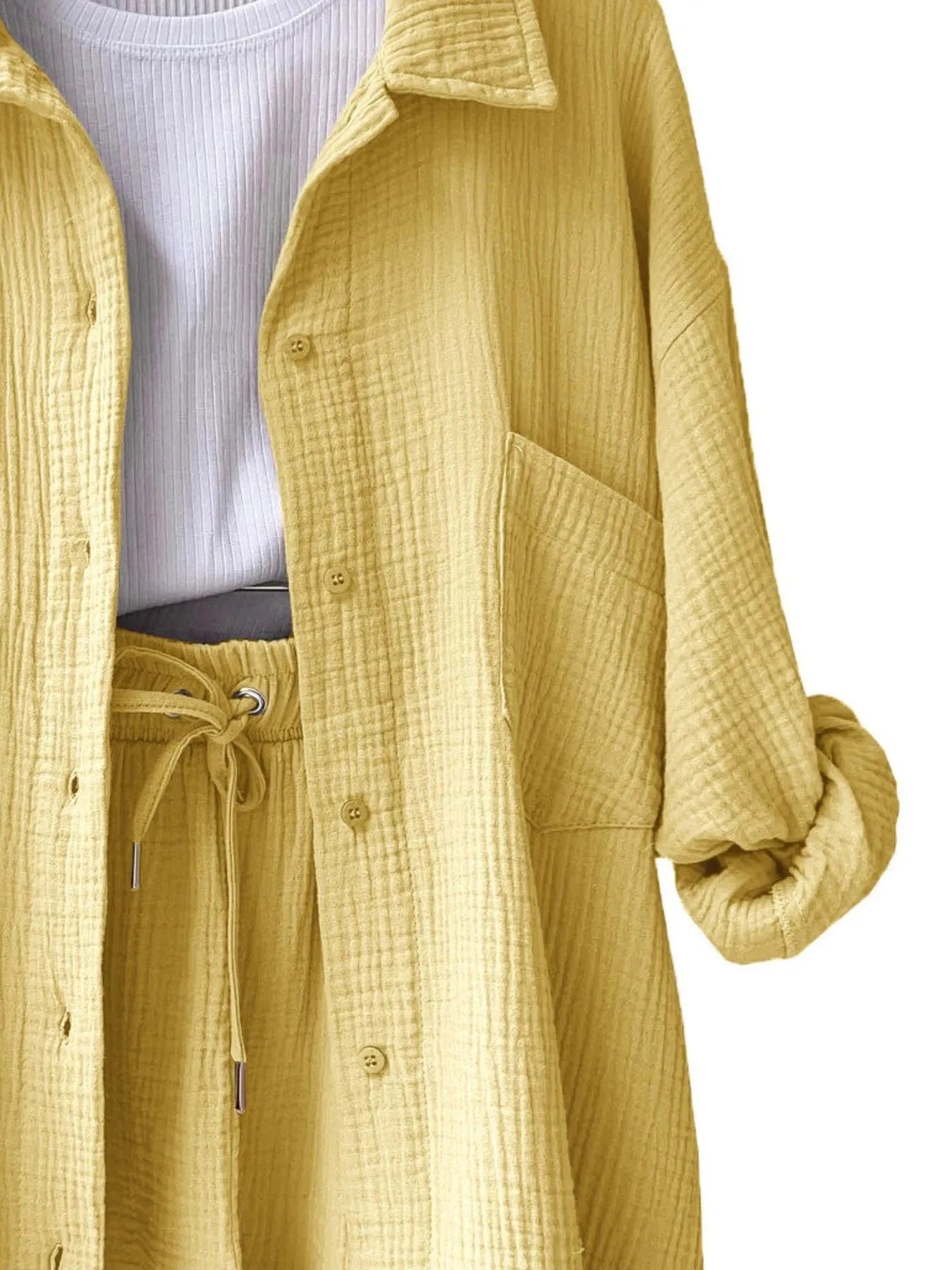 Button Up Shirt and Shorts Set Two-Piece sets