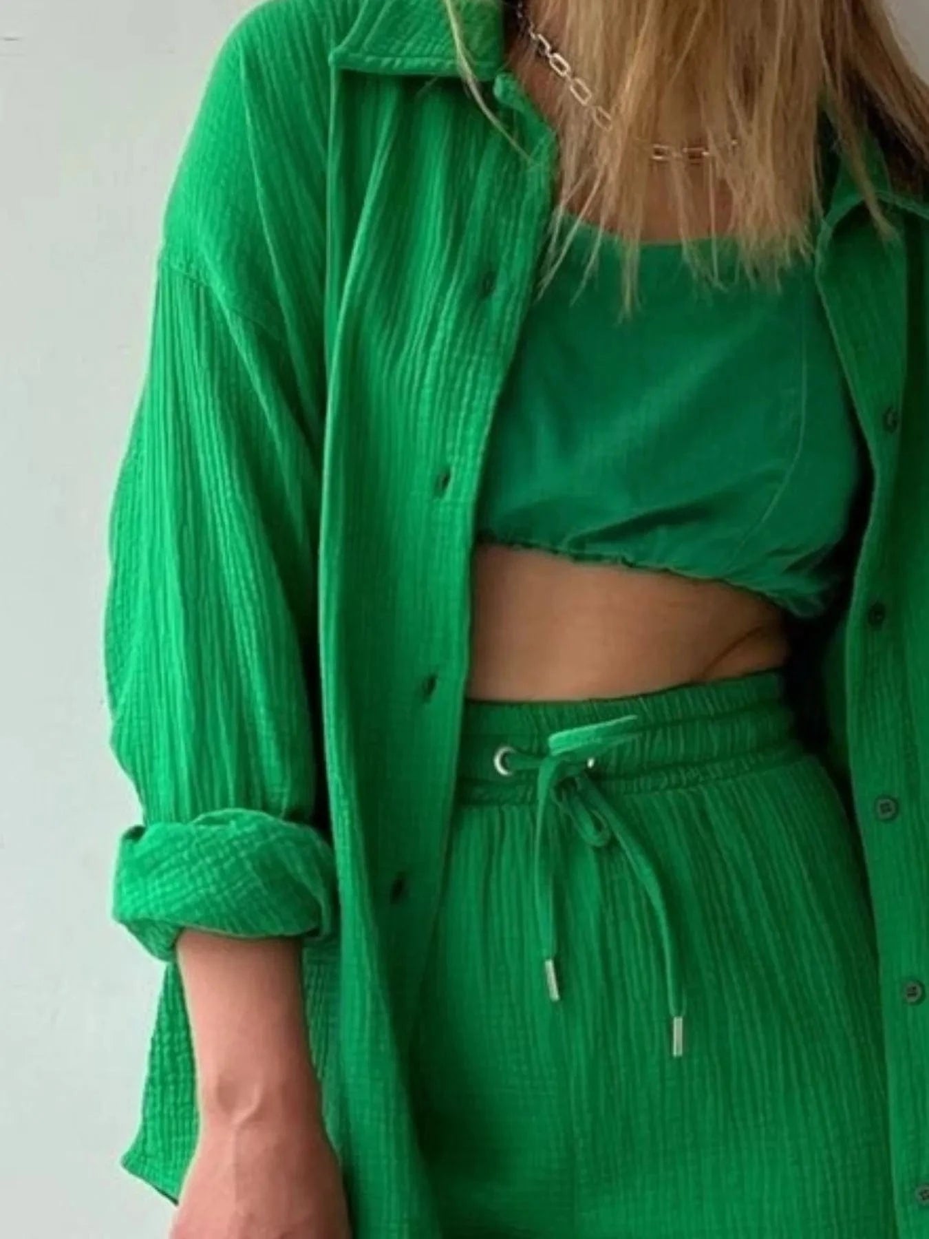 Button Up Shirt and Shorts Set Two-Piece sets