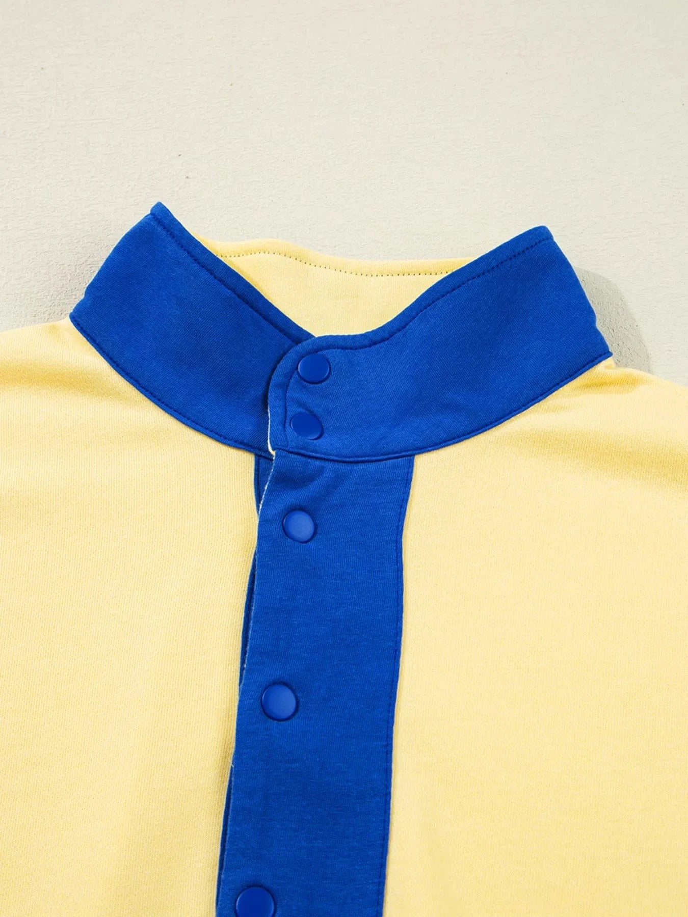 Color Block Patchwork Half Button Top and Shorts 2pcs Set Two-Piece sets