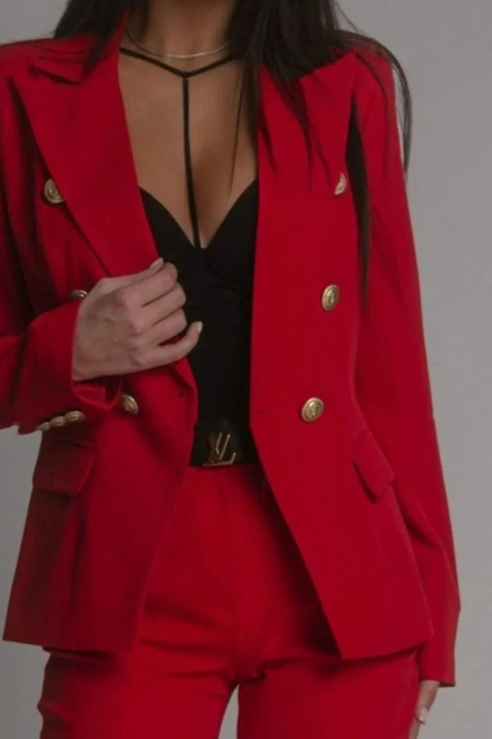 Full Size Lapel Collar Long Sleeve Blazer and Pants Set Plus Size Two-Piece sets