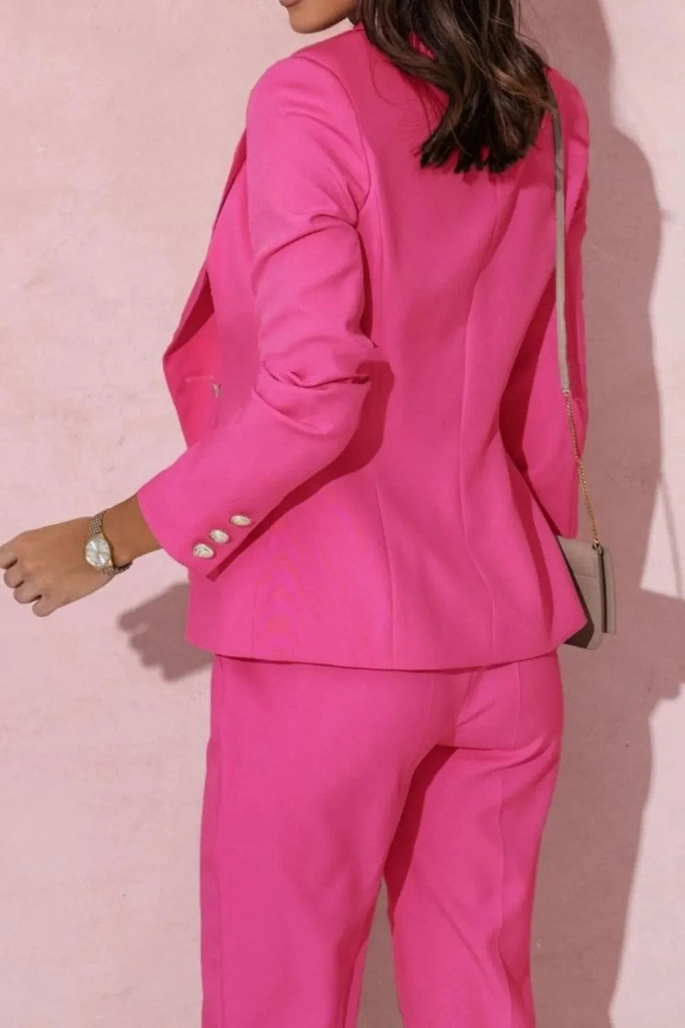 Full Size Lapel Collar Long Sleeve Blazer and Pants Set Plus Size Two-Piece sets