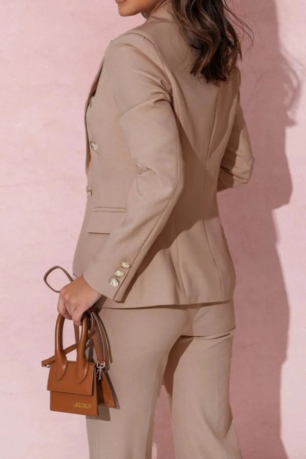 Full Size Lapel Collar Long Sleeve Blazer and Pants Set Plus Size Two-Piece sets