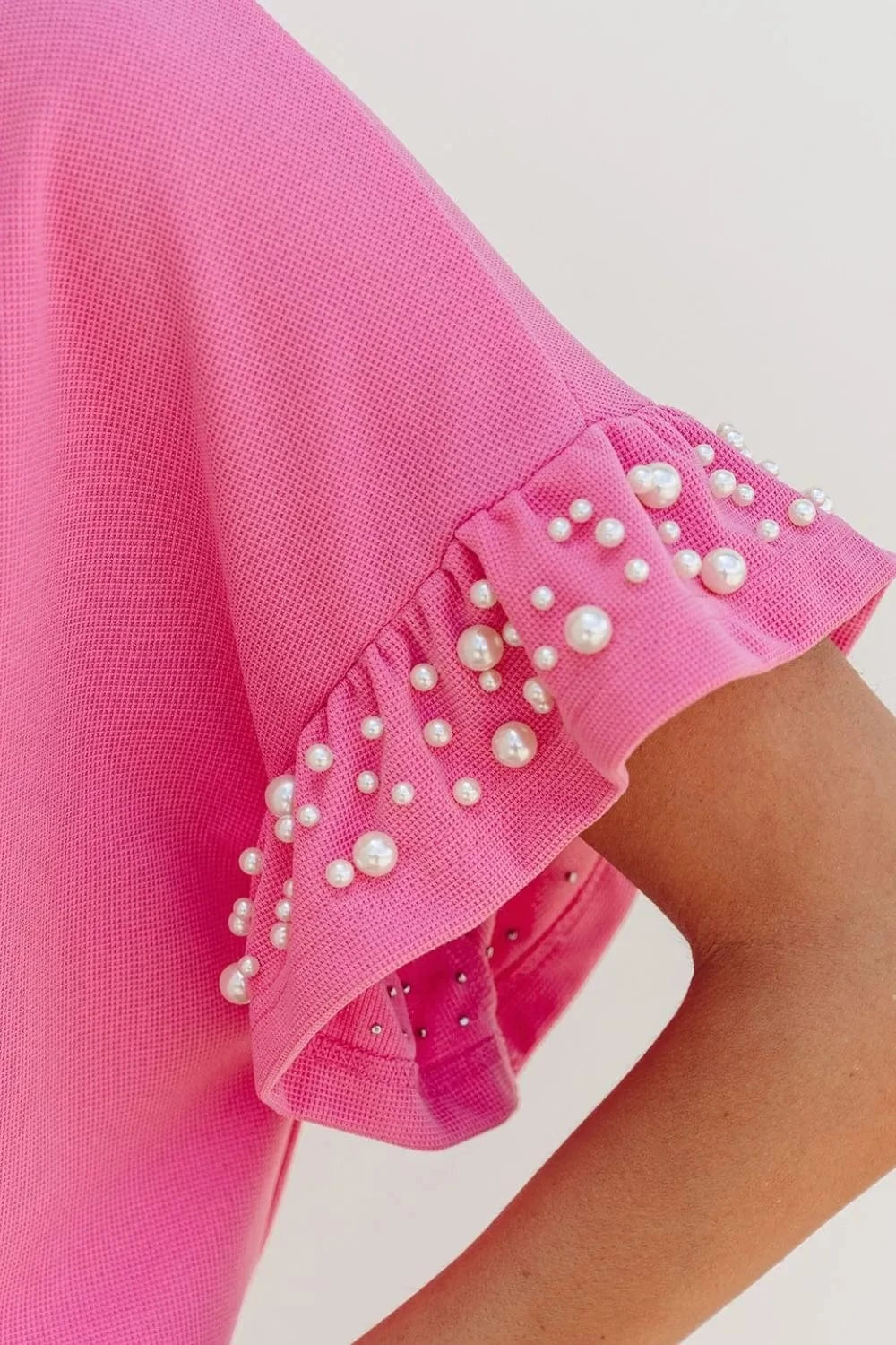 Pearl Embellished Top and Shorts Set Two-Piece sets