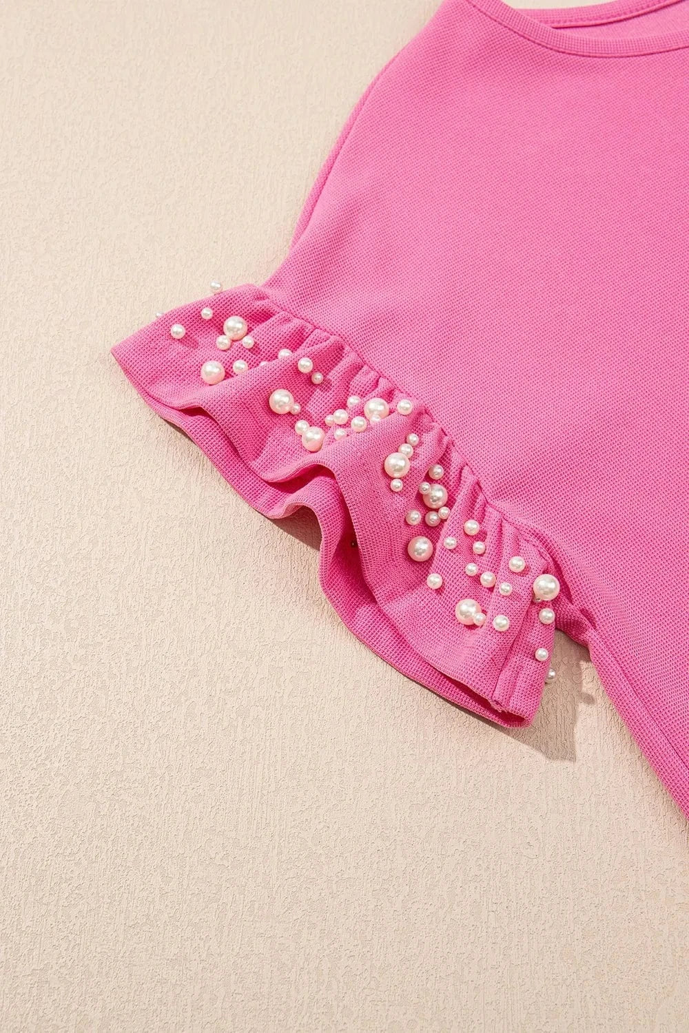 Pearl Embellished Top and Shorts Set Two-Piece sets