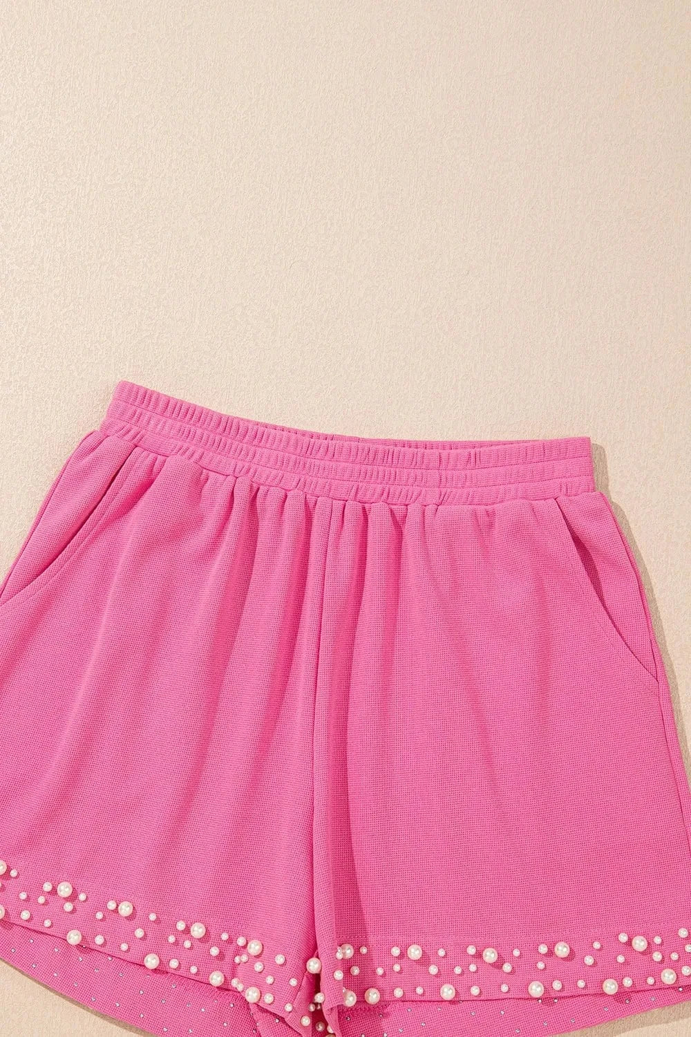 Pearl Embellished Top and Shorts Set Two-Piece sets
